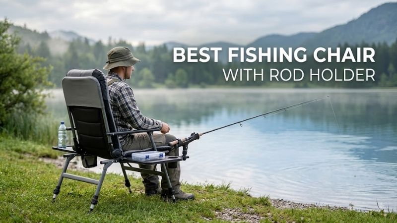 EVER ADVANCED Fishing Chair with Rod Holder and Cooler — Best Overall Stability